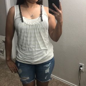 Tan stripped Racerback top